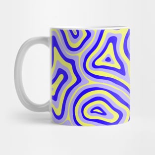 Blue and Yellow Groovy Liquid Marble Swirls Mug